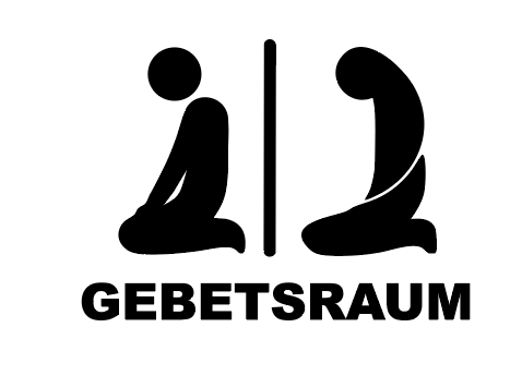 Gebetsraum Schild mit Mann+Frau - 3 mm Acryl, selbstklebend