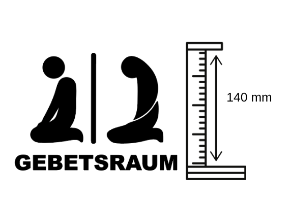 Gebetsraum Schild mit Mann+Frau - 3 mm Acryl, selbstklebend1