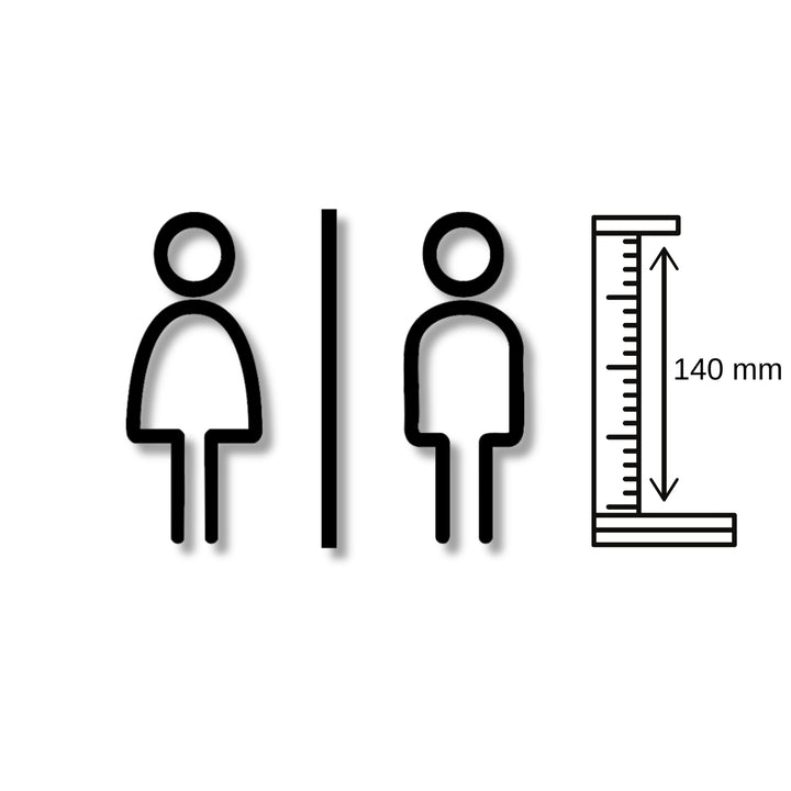 Männlich & Weiblich Badezimmer Schild -  aus 3 mm Acryl, selbstklebend