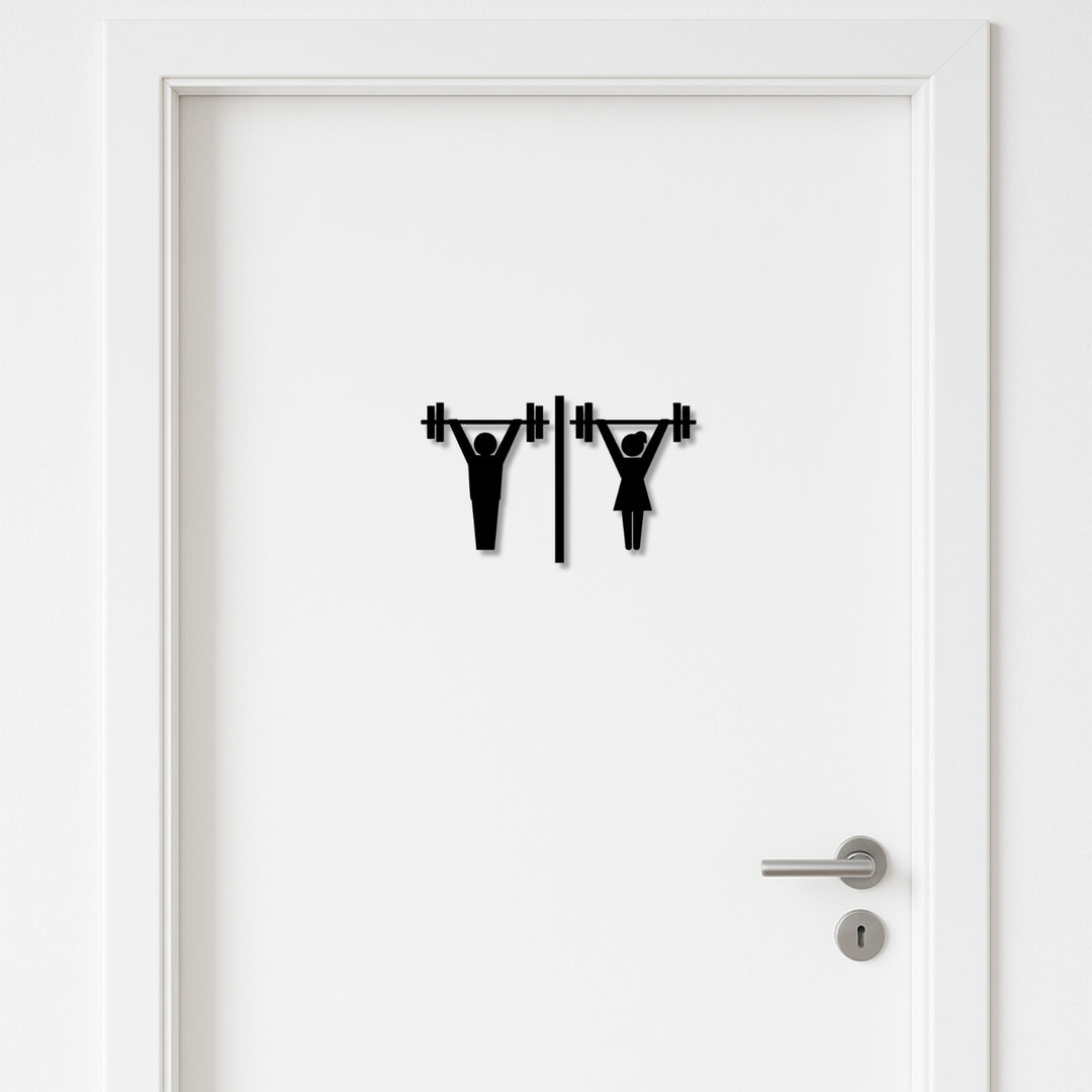 Männliches und weibliches Fitnessstudio Badezimmerschild -  aus 3 mm Acryl, selbstklebend