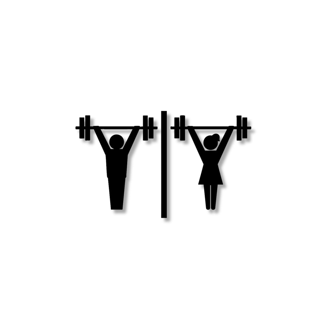 Männliches und weibliches Fitnessstudio Badezimmerschild -  aus 3 mm Acryl, selbstklebend