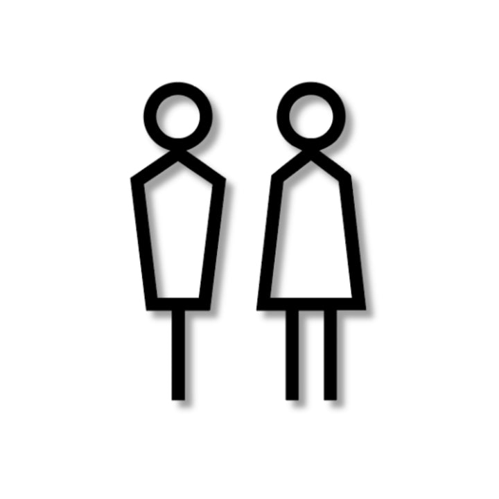 Mann & Frau Toilette 3D Acryl Schild -  aus 3 mm Acryl, selbstklebend