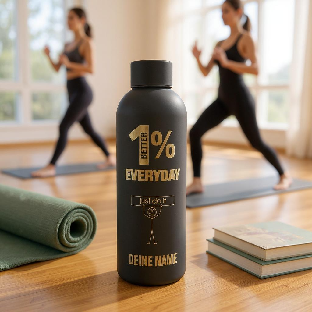 personalisierte Trinkflasche mit Gravur – 1% Better Everyday Design 