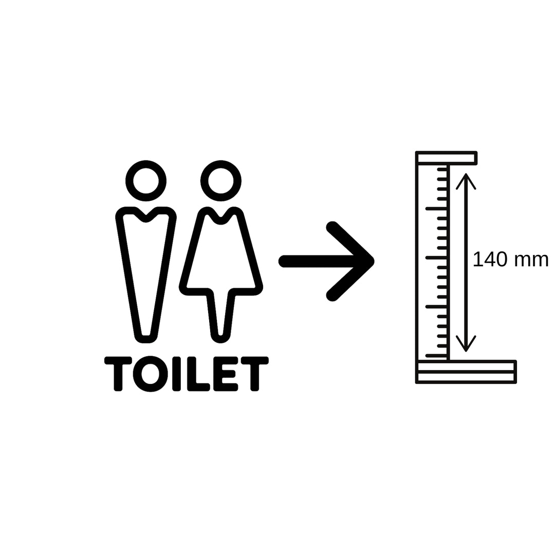 Toilettenschild mit Pfeil -  aus 3 mm Acryl, selbstklebend