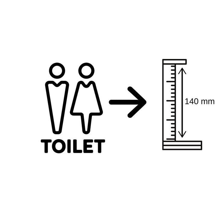 Toilettenschild mit Pfeil -  aus 3 mm Acryl, selbstklebend