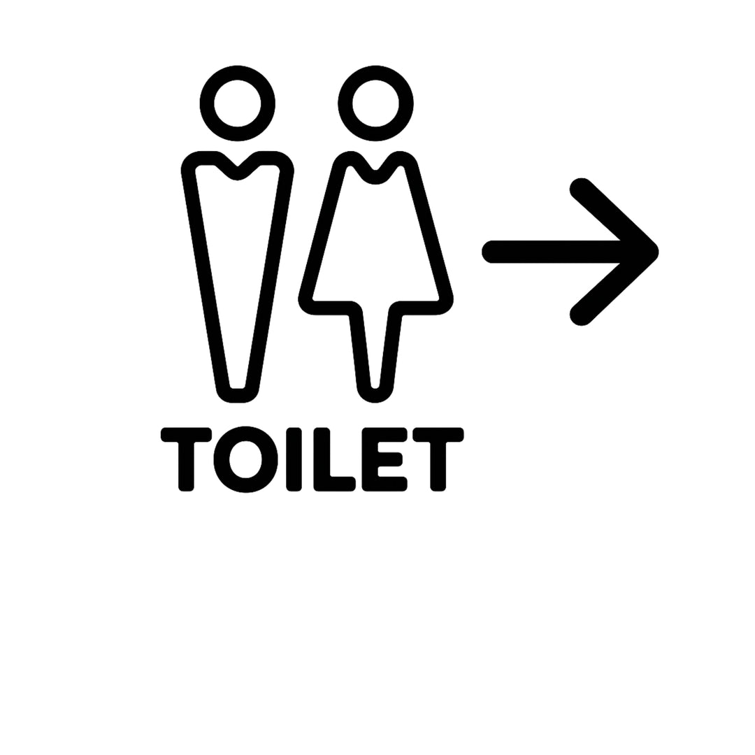 Toilettenschild mit Pfeil -  aus 3 mm Acryl, selbstklebend