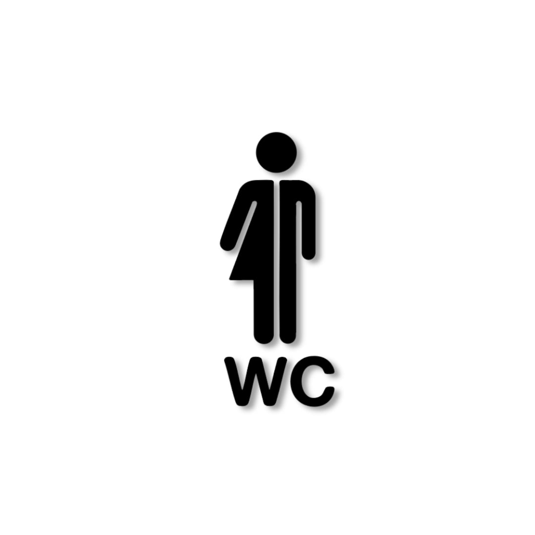 WC Schild für beide Geschlechter aus 3 mm Acryl, selbstklebend