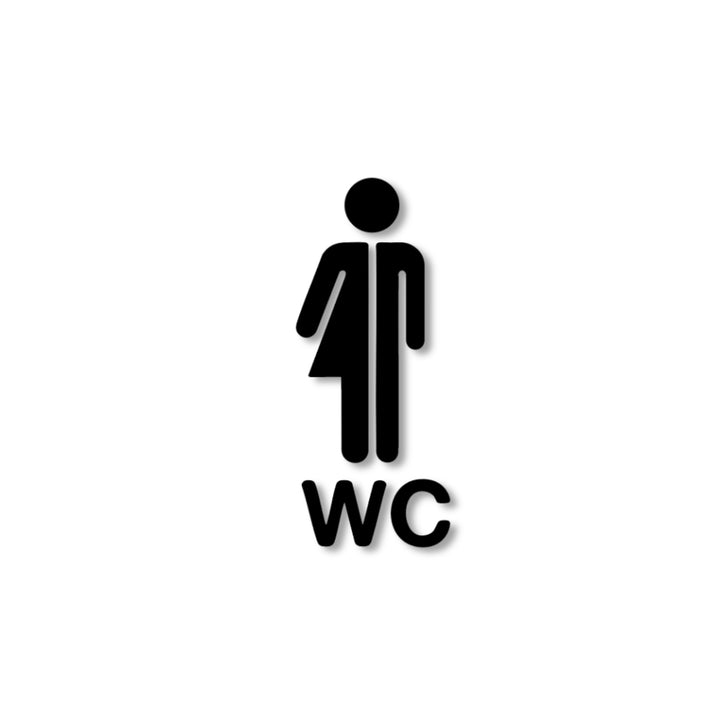 WC Schild für beide Geschlechter aus 3 mm Acryl, selbstklebend